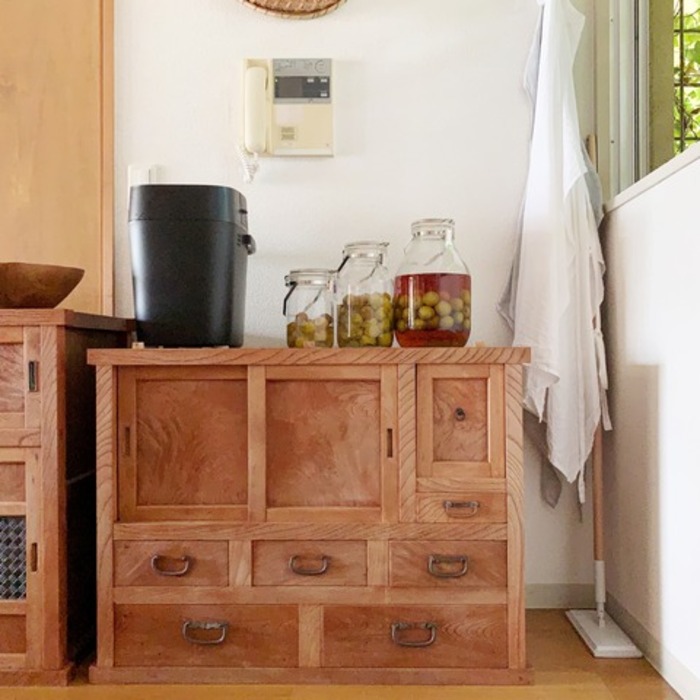 和家具 茶箪笥 幅84cm 茶棚 和風 昭和 レトロ 食器棚 和室 飾り棚 古