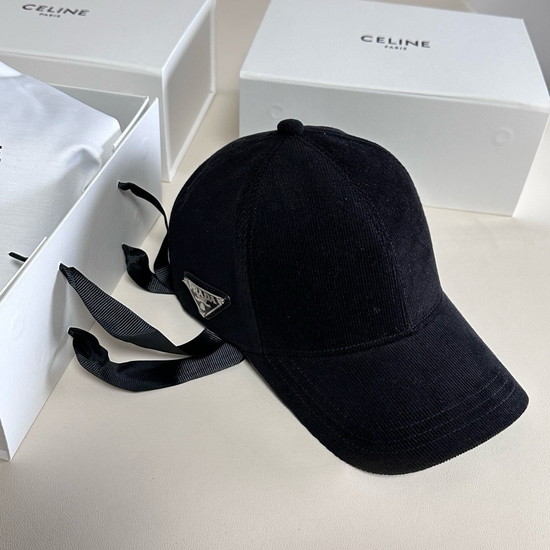 Prada Corduroy Triangle Logo Cap プラダ コーデュロイ