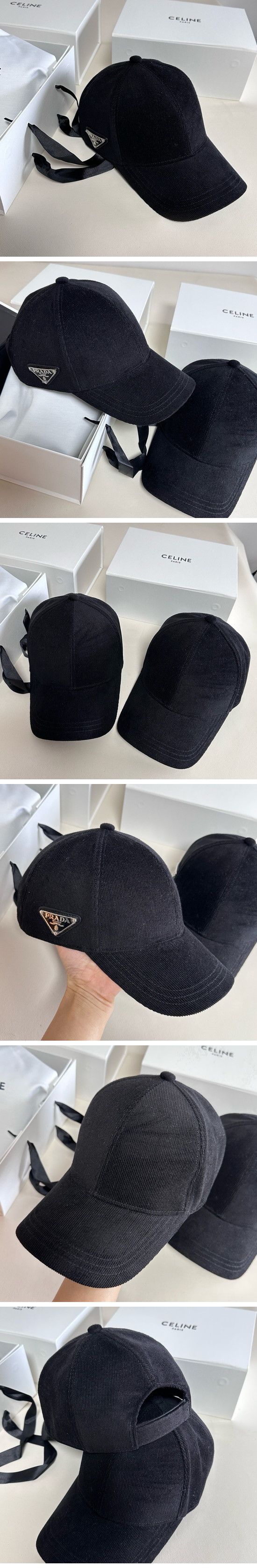 Prada Corduroy Triangle Logo Cap プラダ コーデュロイ