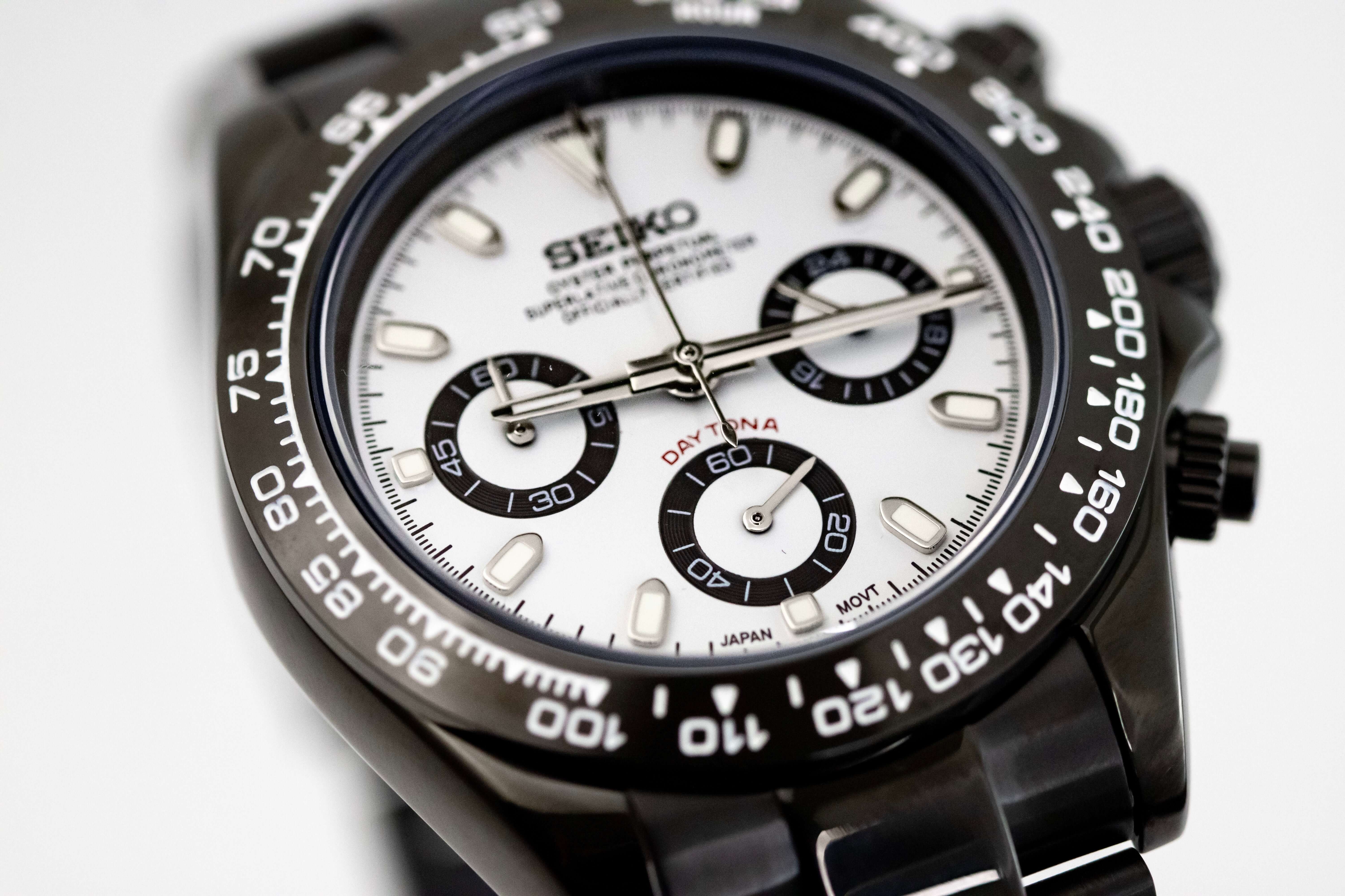 Seikomod Black Daytona Panda Chrono - Custom VK63 Watch – Kingdom
