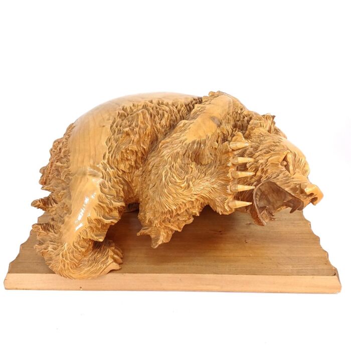 一枚板 アイヌの木彫り デカイ！ アイヌ 宮本 (作) 木彫りの熊 天然木