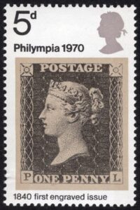 ヴィクトリア女王を描いた世界最初の切手をモチーフにした切手