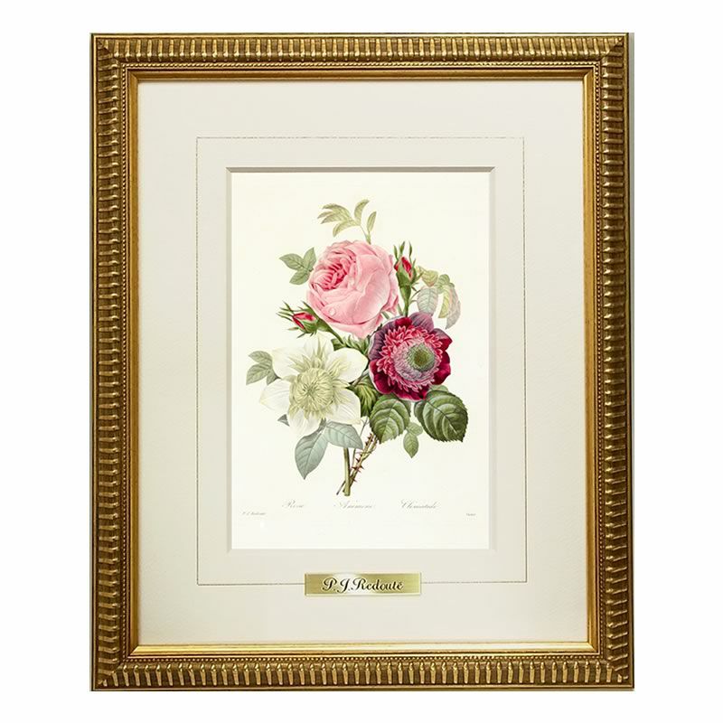 アンティーク額 ルドゥーテ バラ図譜 オクターヴォ版 ボタニカルアート