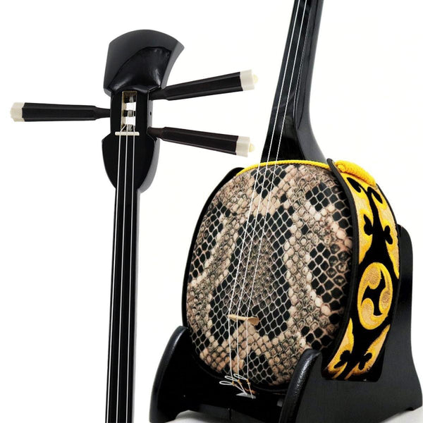 良き音色・良き見た目 沖縄三線 縞黒檀 真壁 人工皮 三線本体 良き音色