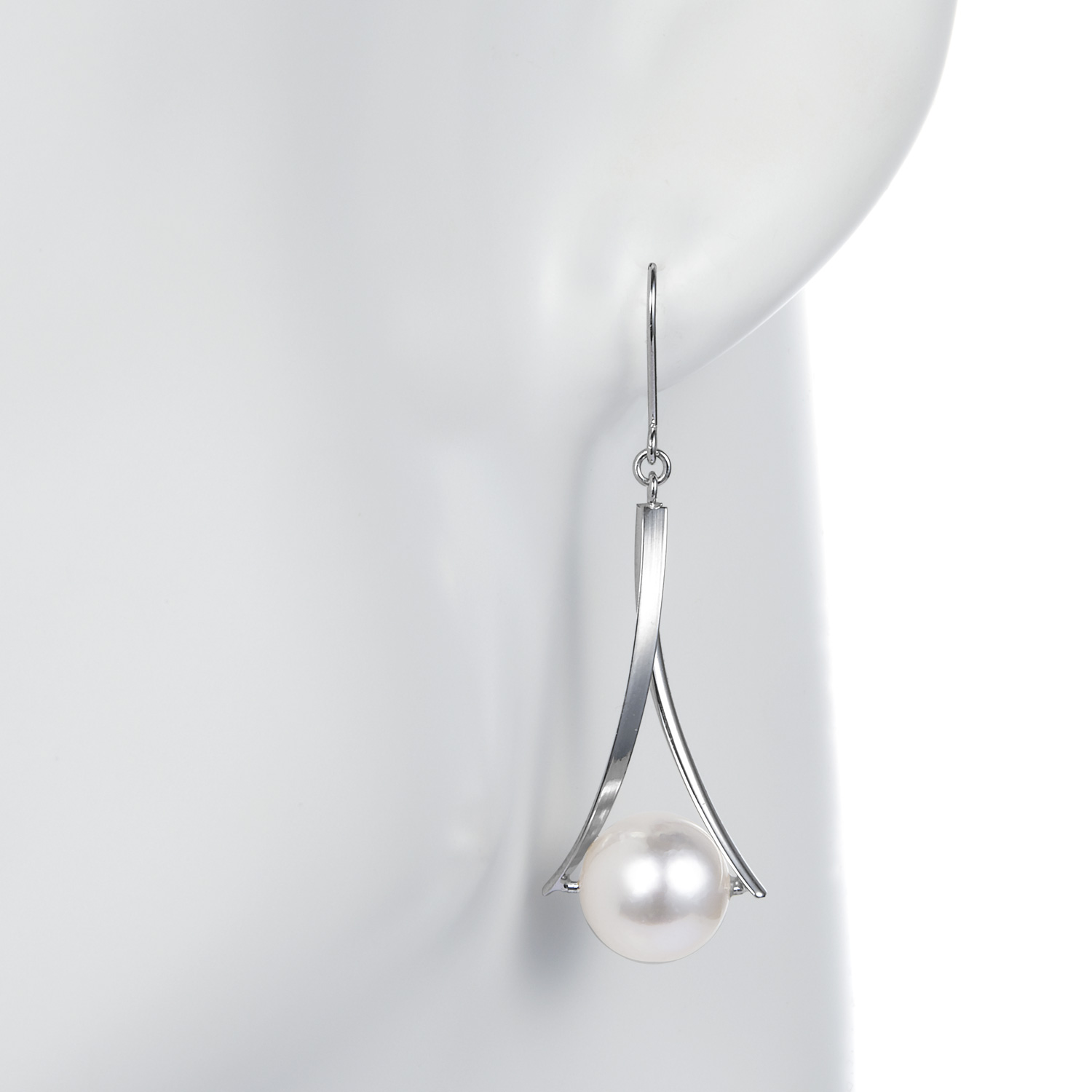 K14WG 天然アコヤパール ピアス 本真珠