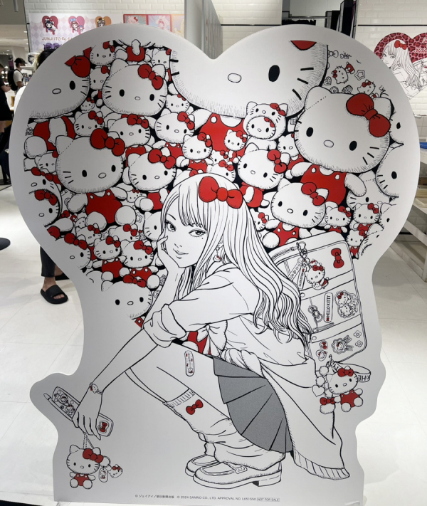 伊藤潤二 サンリオ ギャル富江 キティ オーロラステッカー 缶バッジ