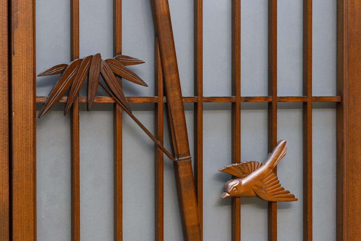 古色を帯びた風情溢れる竹雀の書院セット EZ2612 在庫3枚一組 – 古福庵