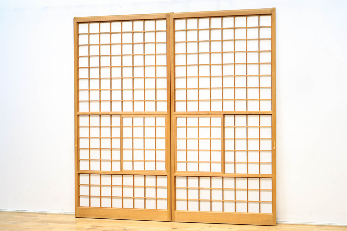 幅860ミリ 珍品!! 腰部分まで升目を組み込んだ猫間障子 F8268 在庫2枚1