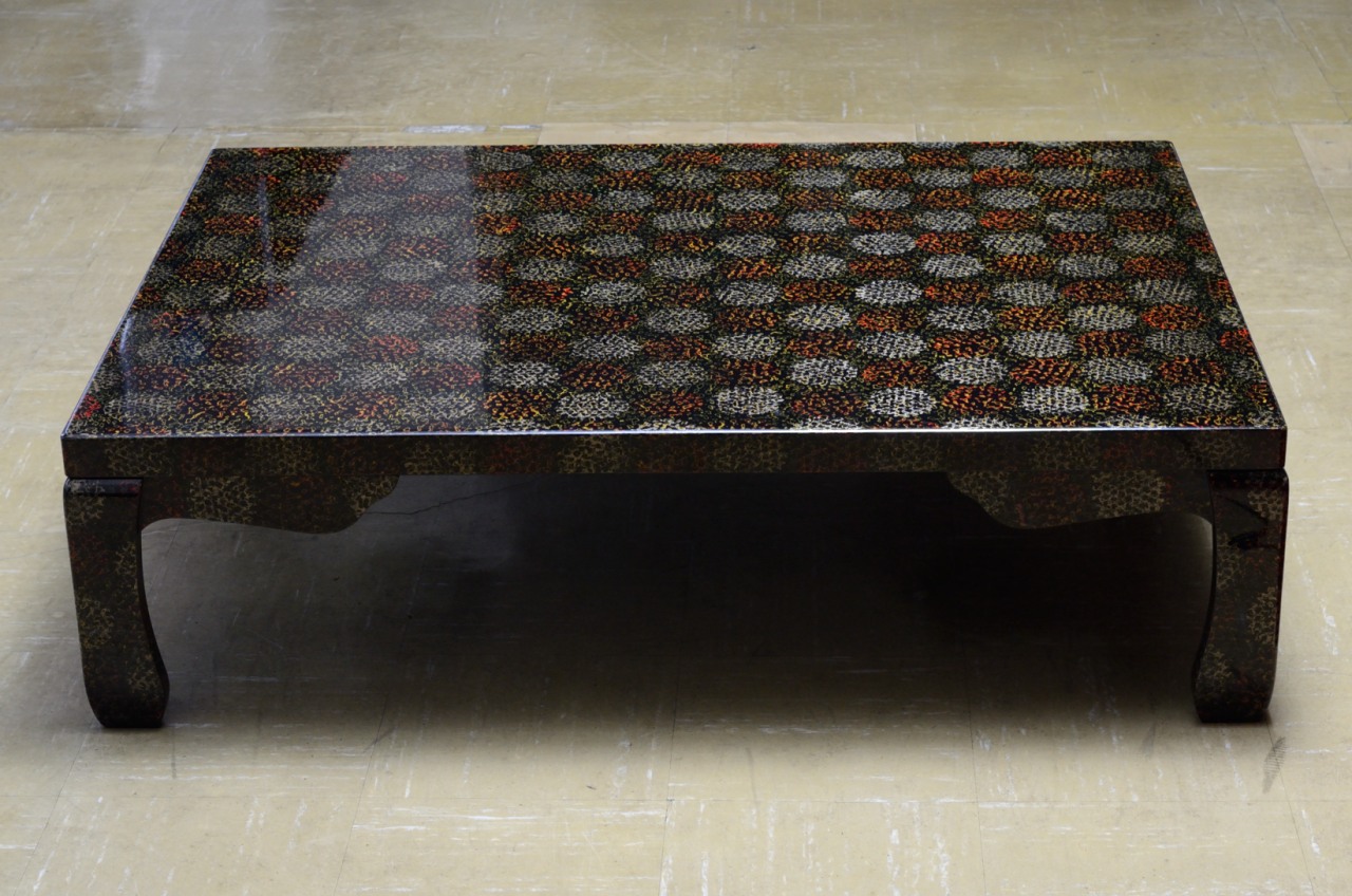 座卓 天板 津軽塗 呂上 天然木 裏板 黒漆塗 柱 津軽塗 座卓