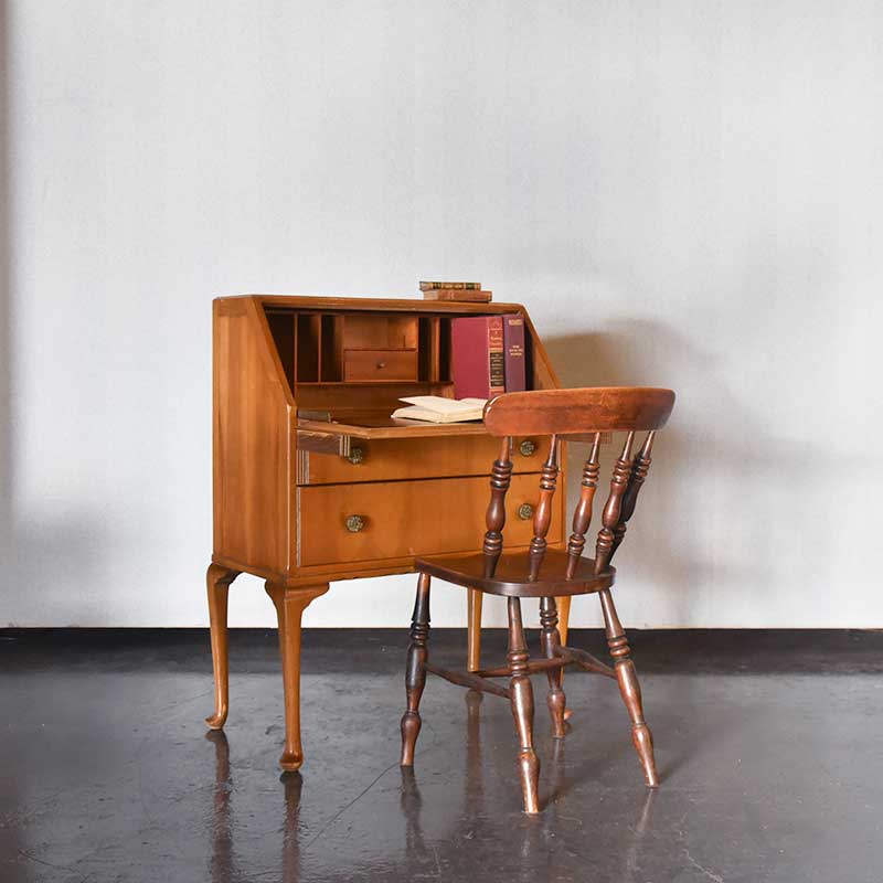 4437）アンティーク ライティングデスク・サイドテーブル 小鳥草花