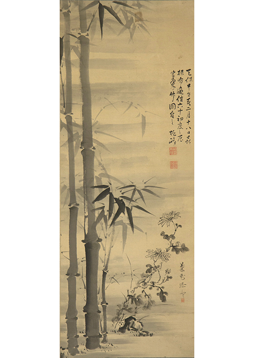 渡辺崋山【花鳥図】絹本 掛軸（江戸・武士・三河国 田原藩士） 渡辺