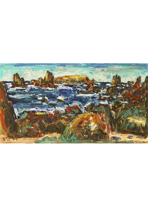 小林和作 真作保証 金地色紙に油彩 最終出品 小林和作 真作保証 金地