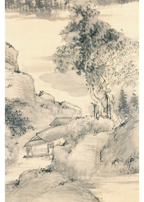 田中芳園画伯 水墨山水画 山と川の風景 人物と馬 保証書付き 田中芳園