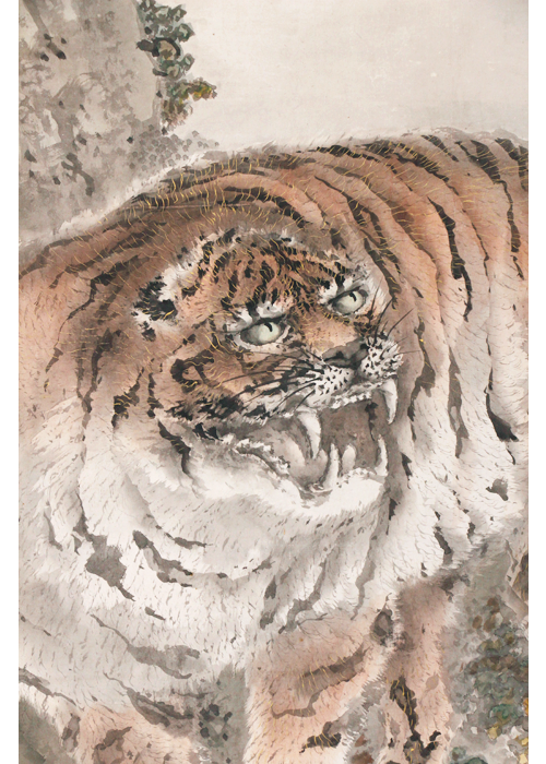 真作/佐伯岸駒/猛虎図/布袋屋掛軸HH-519 真作/佐伯岸