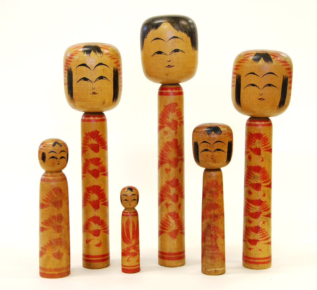 希少・大型】佐藤善治 肘折系 伝統こけし 5体揃い／名工サイン入り