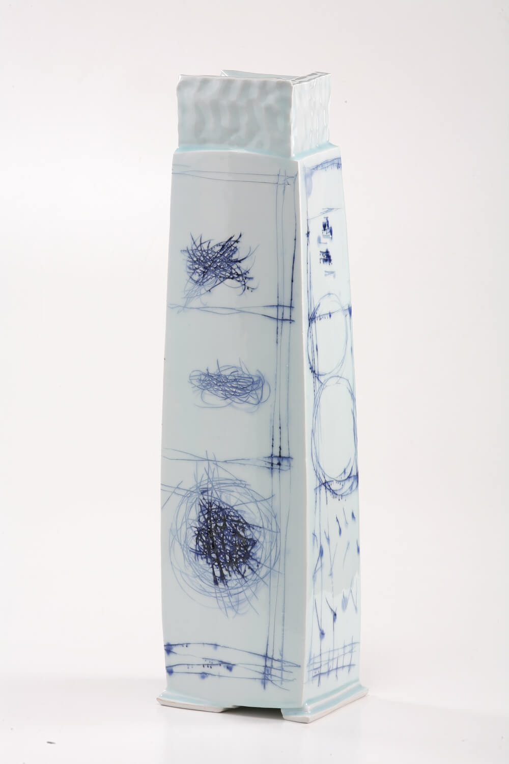 吉川正道 染付線紋銅鑼鉢 吉川正道 染付線紋銅鑼鉢