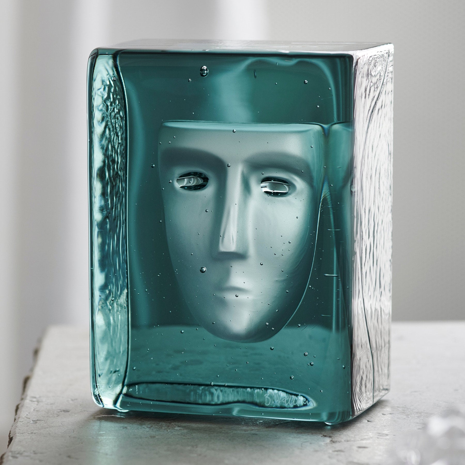 Kosta Boda Azur Frost Petrol Crystal Glass Art Sculpture