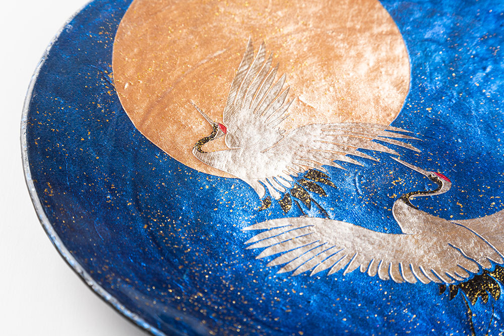 日の出鶴｜GALLERY｜中村光彩 漆芸ガラス箔押蒔絵 ｜会津塗伝統工芸士