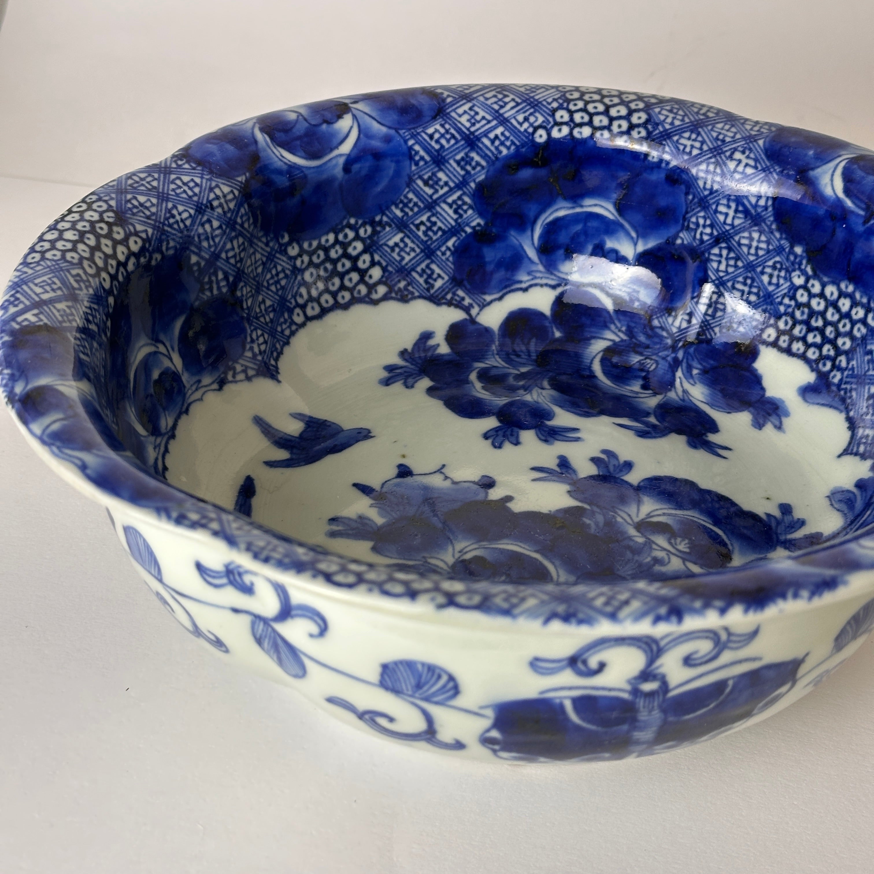 染付 ベロ藍 骨董 鉢 煮物等 お洒落 染付 ベロ藍 骨董 鉢 煮物等