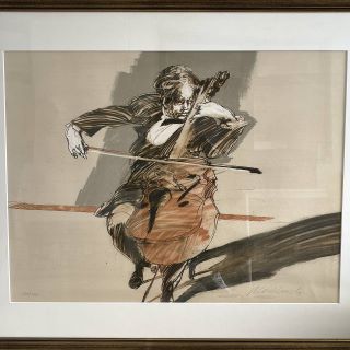 クロード・ワイズバッシュ チェロ演奏 リトグラフ 211/250 クロード