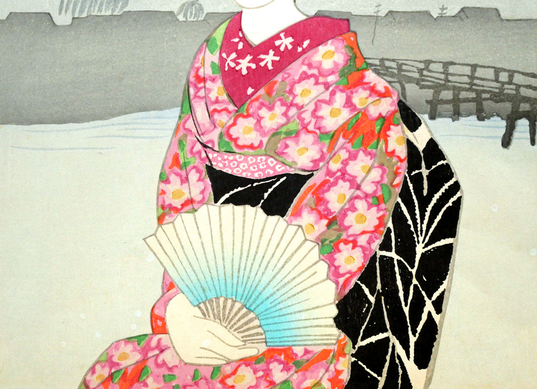 超貴重 竹久 夢二 「 春 」 木版画 25号 大作 1991年作品 真作 超