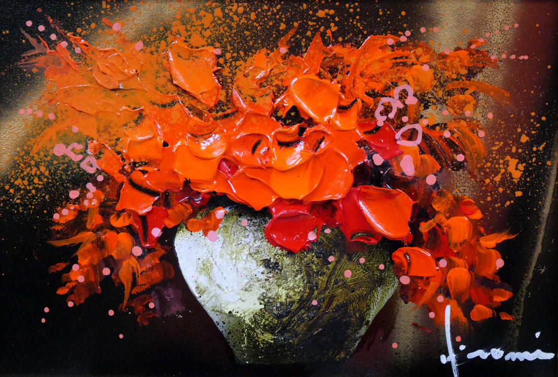 立川広己「紅花」油絵・SM 絵画買取・販売の小竹美術