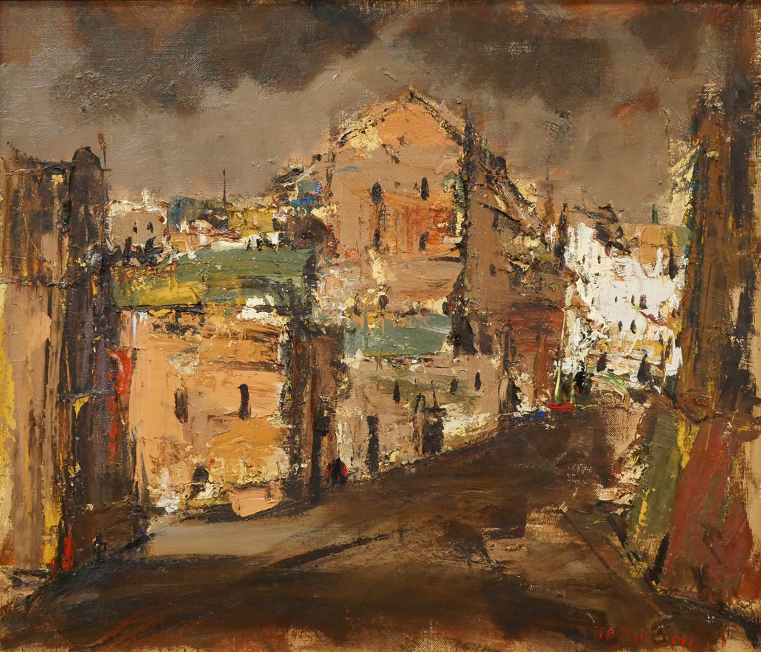 友成晴雄 F10 肉筆 風景画 「 野中の家 」 油絵 油彩画 友成晴雄