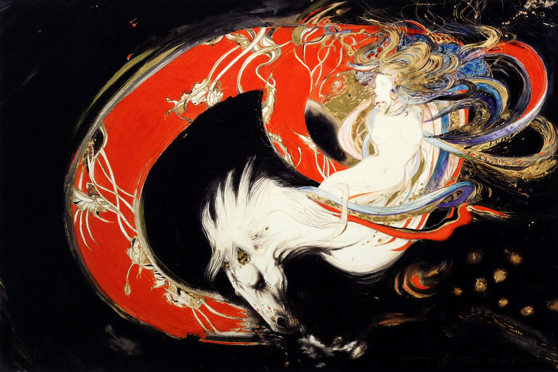 天野喜孝「飛天 朱 C／C」シバクローム 絵画買取・販売の小竹美術