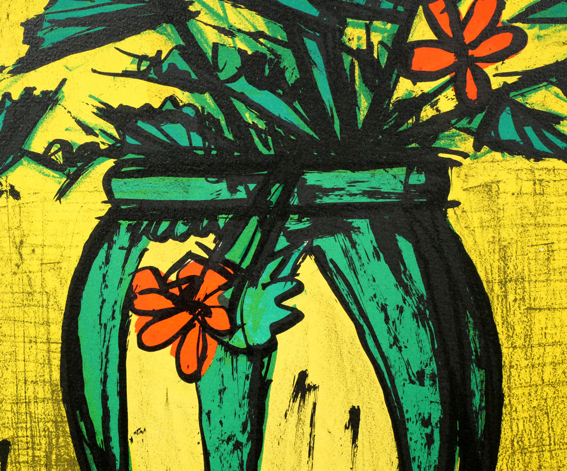 ベルナール・ビュッフェ（Bernard BUFFET）「花と花瓶」リトグラフ