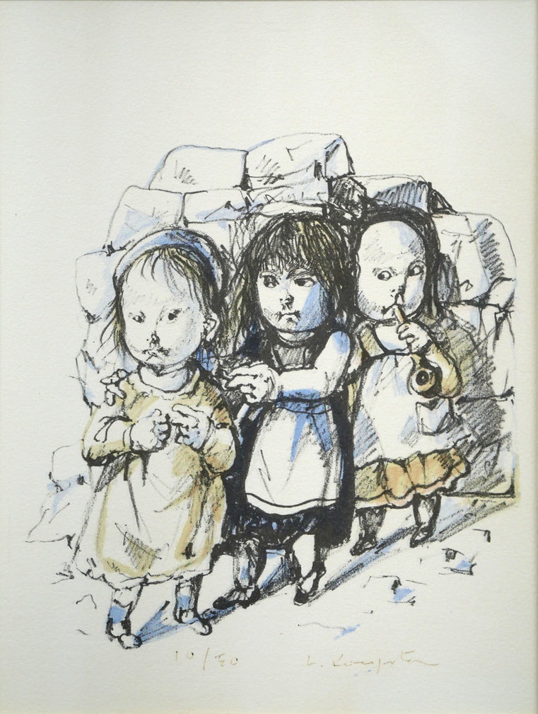 水彩画色紙額 中村直人 「樹下美人之図」 水彩画色紙額 中村直人