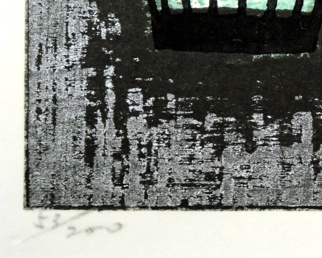 池田修三】1973年 額約 630×476mm 76/150木版画 とりかご 池田修三