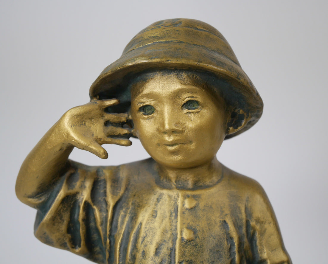 北村西望「天真爛漫『将軍の孫』」ブロンズ作品・北村治禧識箱 絵画