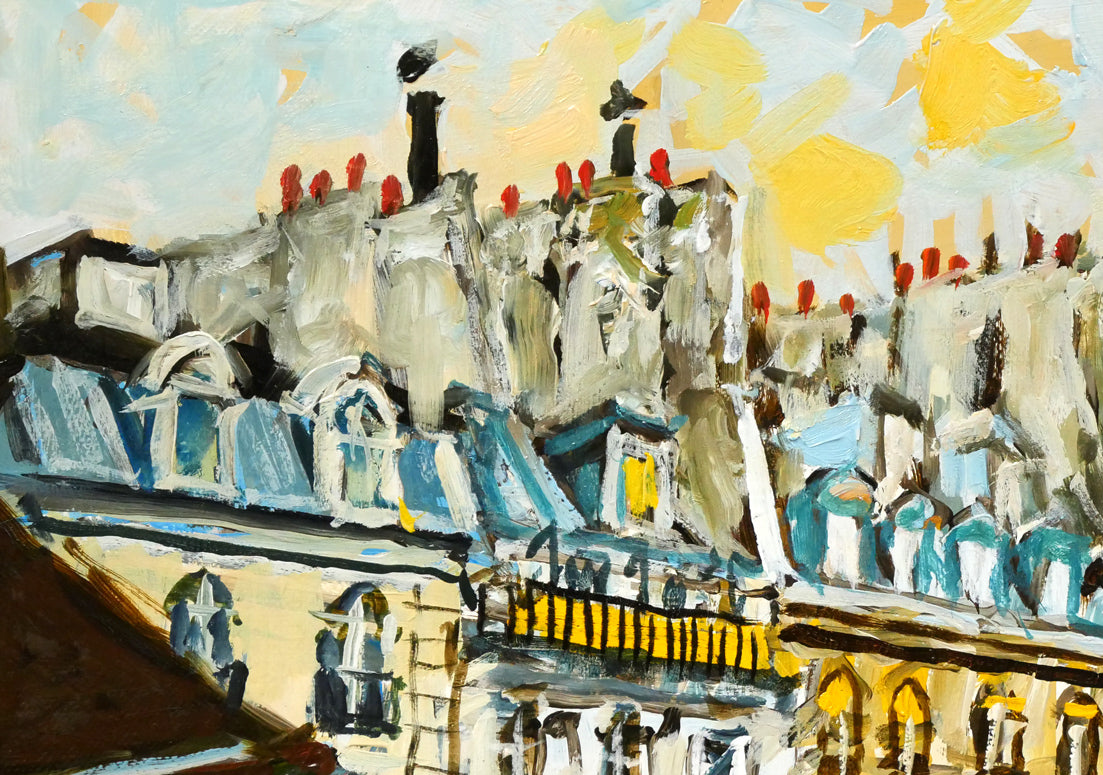 児玉幸雄「セーヌ通りの朝市（パリ）」油絵・F4号 絵画買取・販売の