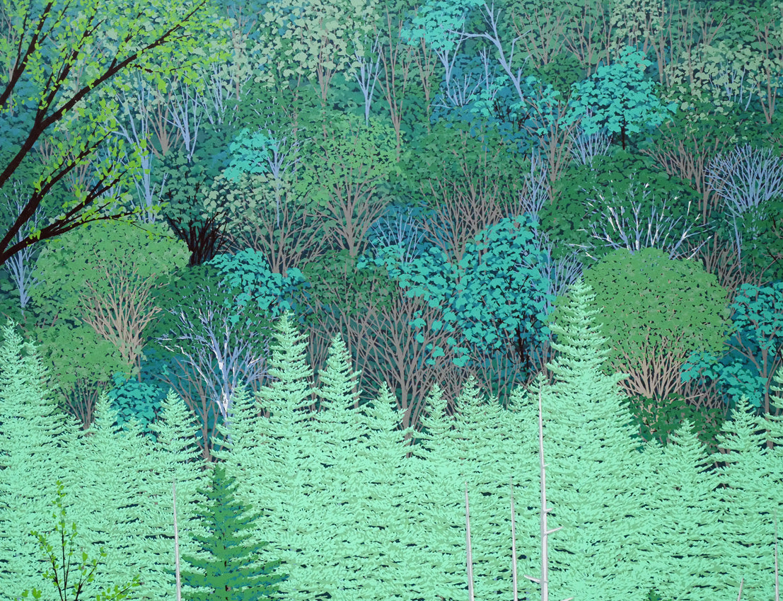 小暮真望「静翠（長野県 上高地 田代池）」シルクスクリーン版画・30号