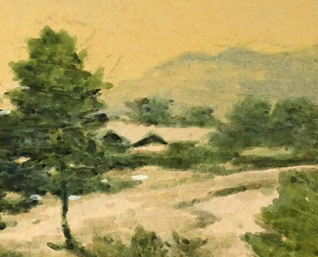 三宅克己 水彩画 三宅克己「雪の朝」水彩画・4号 絵画買取・販売の小竹美術