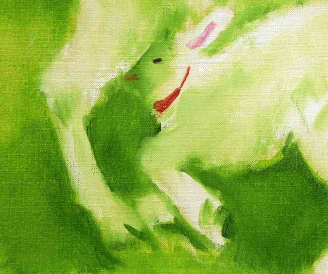 奈良岡正夫「親仔（山羊）」油絵・F4号 絵画買取・販売の小竹美術