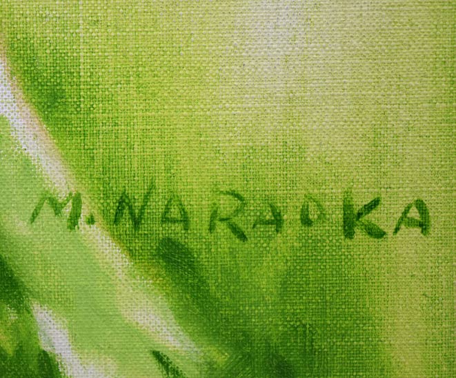 奈良岡正夫「親仔（山羊）」油絵・F4号 絵画買取・販売の小竹美術