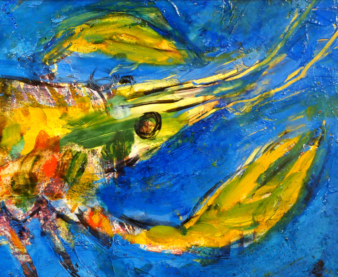 絵画、油彩、F6号、沖縄の2匹泳ぐ海亀、佐原聖春 絵画、油彩、