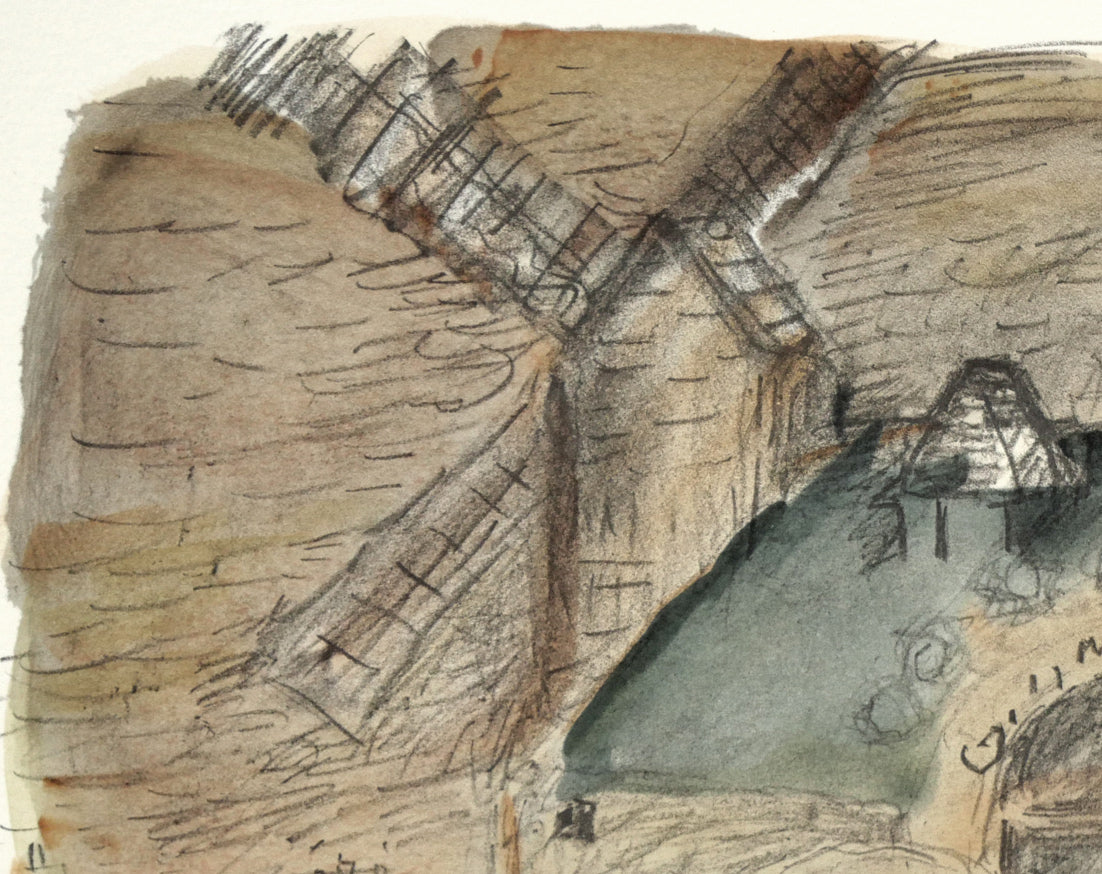 織田広喜「風車のある風景」リトグラフ 絵画買取・販売の小竹美術