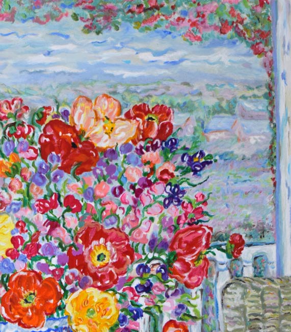 レスリー セイヤー（Leslie SAYOUR）「カラフルテーブル」シルク