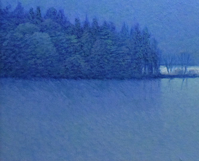 住吉久志「光る湖」油絵・F4号 絵画買取・販売の小竹美術