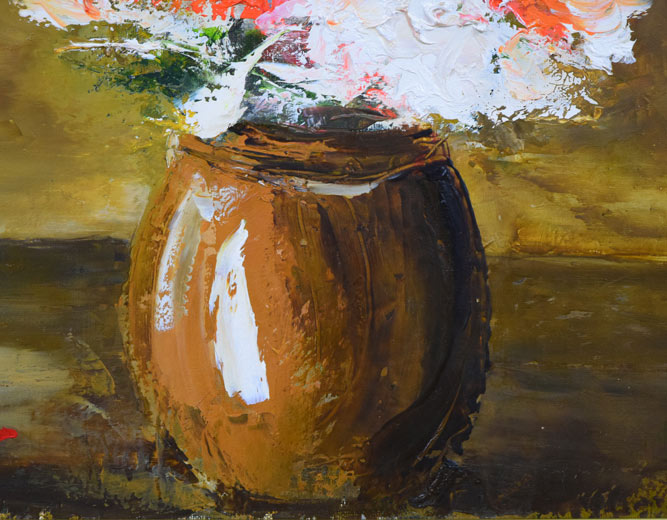 高野元孝「花」油絵・P10号 絵画買取・販売の小竹美術