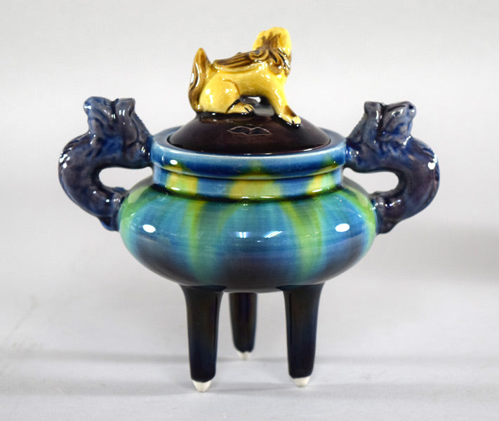 三代徳田八十吉（正彦）「彩釉香炉」共箱 絵画買取・販売の小竹美術