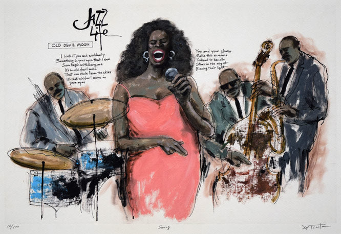 津田耕「Swing」ジグレー版画 絵画買取・販売の小竹美術