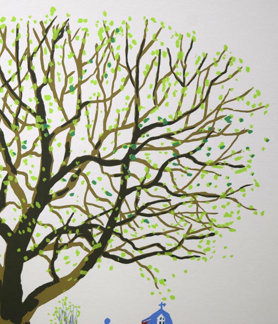 栗谷川健一「はる楡」シルクスクリーン版画 絵画買取・販売の小竹美術