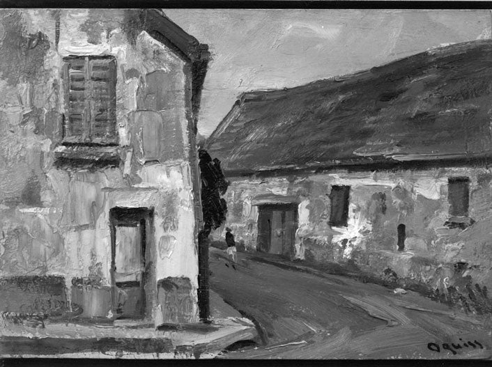 荻須高徳「イルドフランスの農場」油絵・F4号 絵画買取・販売の小竹美術