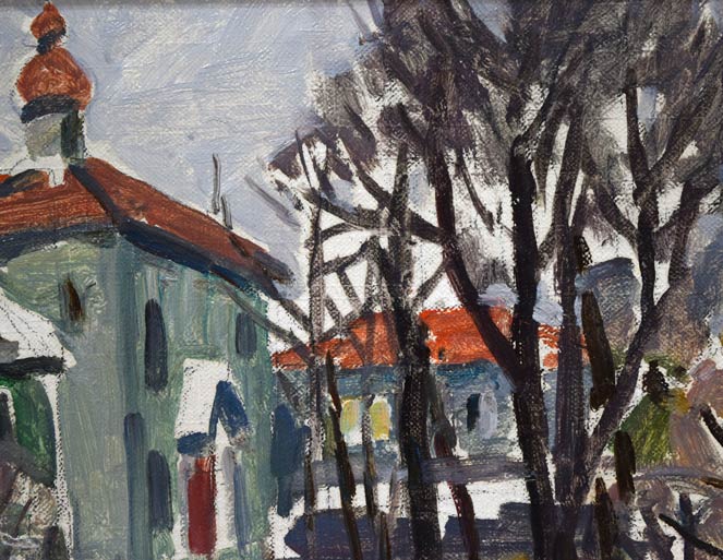 真作保証 清水弘哉『札幌郊外・冬景色』肉筆 大判 18号 油彩画 48万円