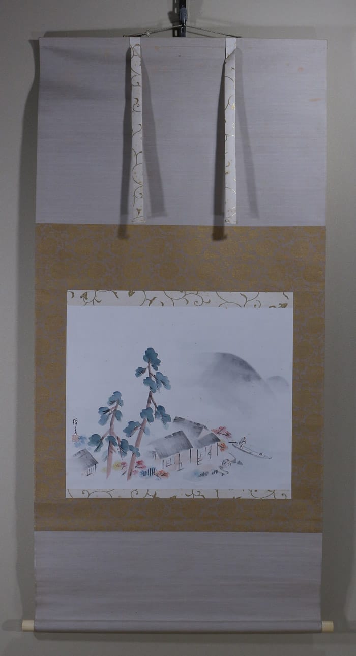 売約済】菅楯彦 絹本 掛軸 共箱 2重箱（箱蓋破損）（日本画） 売約済