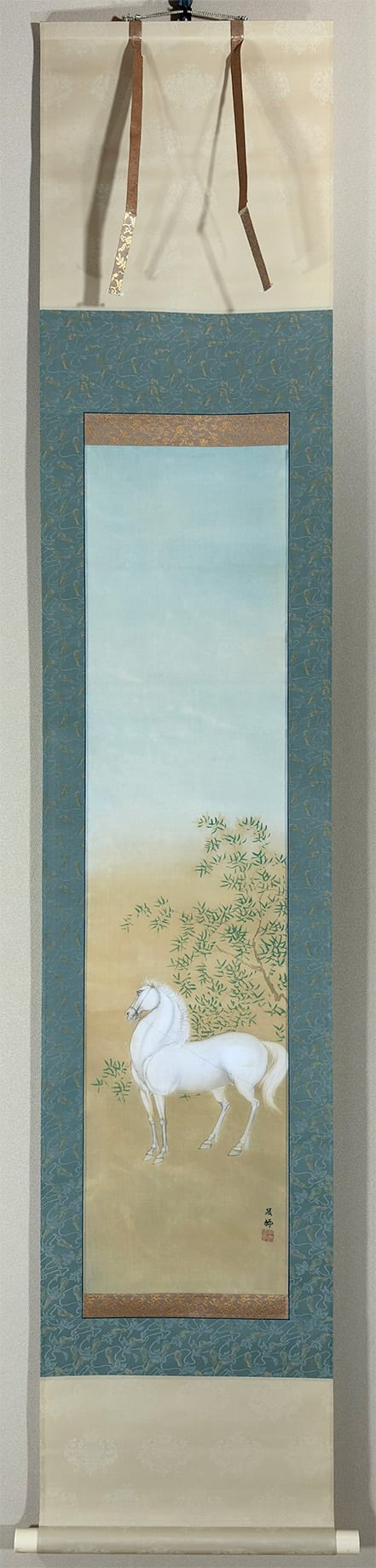 洛北夏晨図】林文塘 1001 京都洛北夏朝 掛け軸 共箱 二重箱 肉筆 洛北