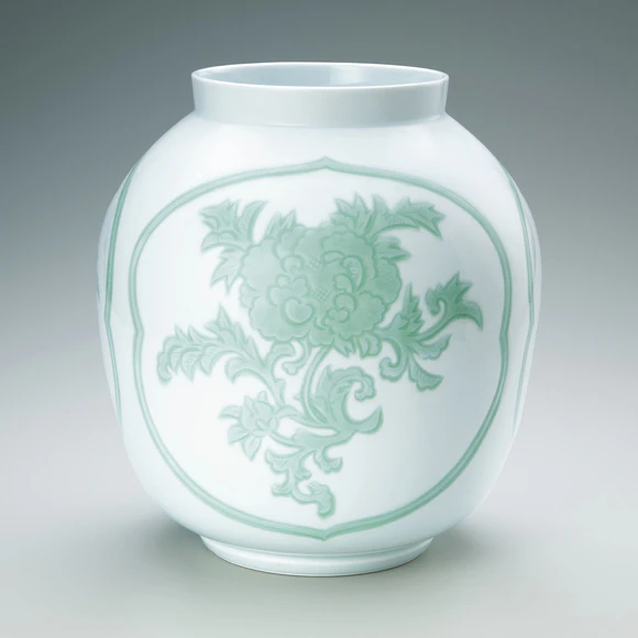 の*り様 井上萬二 百合 花 花瓶 壺 緑 茶器